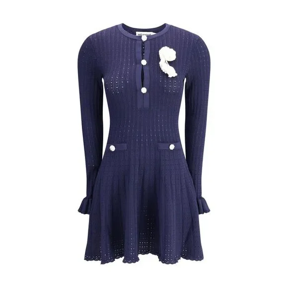 Self-Portrait | Dresses | Selfportrait Knit Short Pointelle Dress | Poshmark